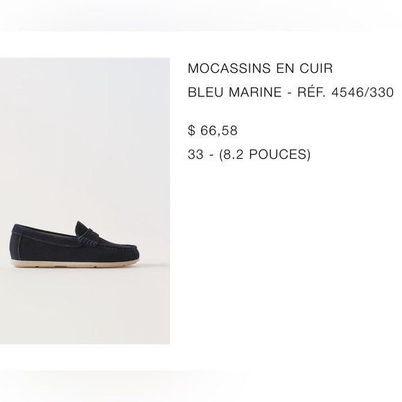 Kids Zara Loafers Navy Blue sz: 33 (8.2 inches) - Picture 9 of 10
